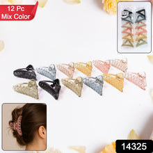 Triangle Shape Mix Color Plastic Hair Claw Clip – 12 Pc Durable Grip Women and Girls - justgrabit.in | Just Grab It