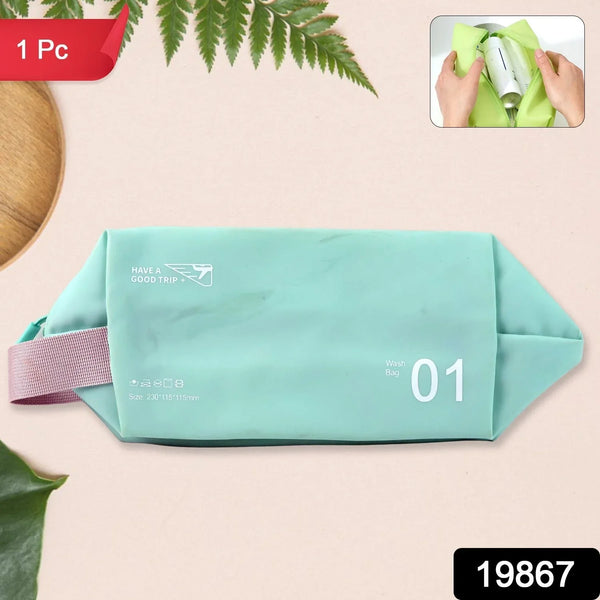 Waterproof Travel Toiletry Wash Bag / Pouch with Zipper Side Handle - (1 Pc) - justgrabit.in | Just Grab It