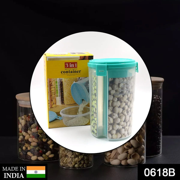 3 in 1 Transparent Air Tight Storage Dispenser Container (With Color Box) - Justgrabit Inc.