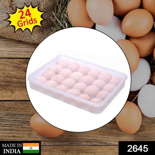 24 Grids Plastic Egg Box Container Holder Tray for Fridge with Lid for 2 Dozen Egg Tray - Justgrabit Inc.