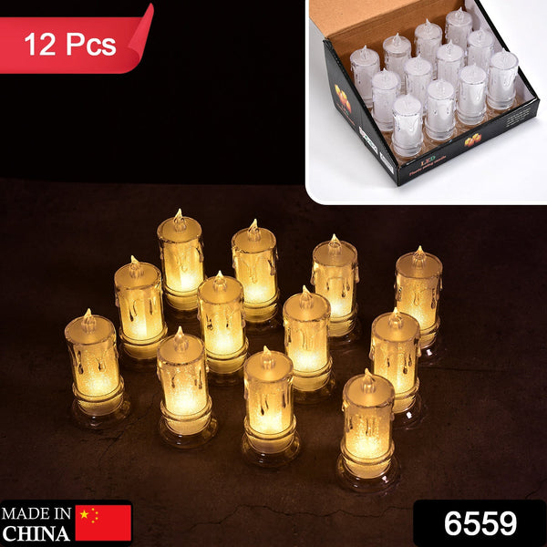 Big Flameless Melted Design Candles Set, Diwali (12 pcs) - justgrabit.in | Just Grab It