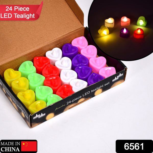 HEART LED FESTIVAL TEALIGHT WITH BATTERY OPERATE, Diwali ( 24PCS ) - justgrabit.in | Just Grab It