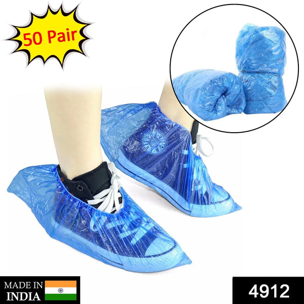 Type Plastic Elastic Top Disposable Shoe Cover for Rainy Season (50 Pairs) - justgrabit.in | Just Grab It