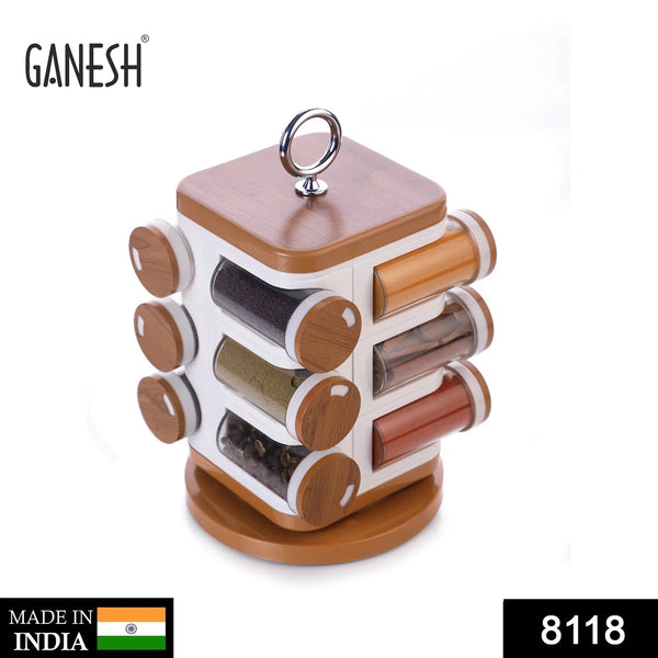 Ganesh 12 - Jar Revolving Spice Rack Masala Box - Justgrabit Inc.