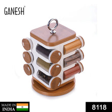 Ganesh 12 - Jar Revolving Spice Rack Masala Box - Justgrabit Inc.