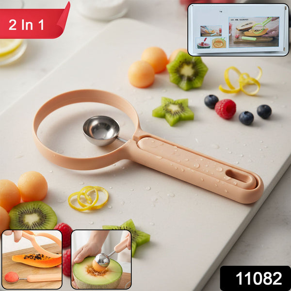 2 in 1 Fruit Scooper and Cutter Tool (1 Pc) - justgrabit.in | Just Grab It