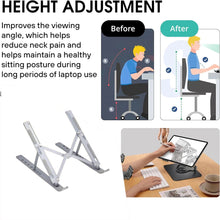 Metal Portable Laptop Stand, with 7 Adjustable Angles (1 Pc) - Justgrabit Inc.