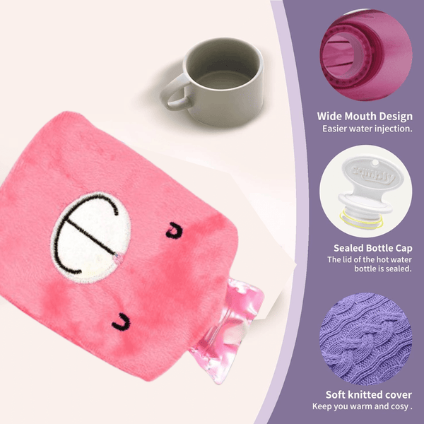 Pink Hot Water Bag with Cover Relief for Neck - justgrabit.in | Just Grab It