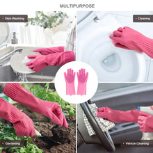 Reusable Silicone Cleaning Brush Scrubber Gloves (Multicolor) - Justgrabit Inc.