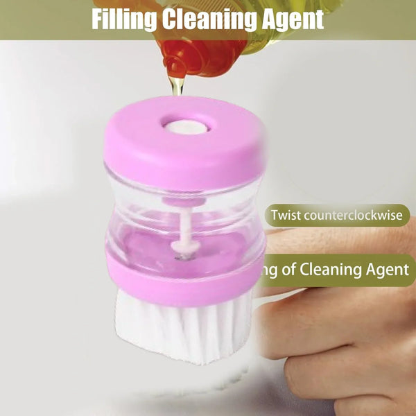 Plastic Wash Basin Brush Cleaner with Liquid Soap Dispenser (Multicolour) - Justgrabit Inc.