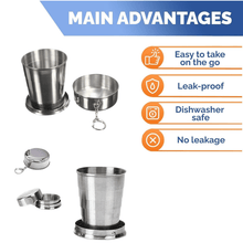 2 in 1 Camping Folding Cup with Keychain (1 Pc) - justgrabit.in | Just Grab It