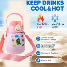 Stainless Steel Vacuum Insulated Water Bottle with Handle & Sticker (700 ML) - justgrabit.in | Just Grab It