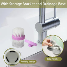 Plastic Wash Basin Brush Cleaner with Liquid Soap Dispenser (Multicolour) - Justgrabit Inc.