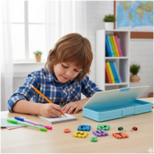 Magnetic Geometry Box - Double - Sided Pencil Case with Calculator for Students - Justgrabit Inc.
