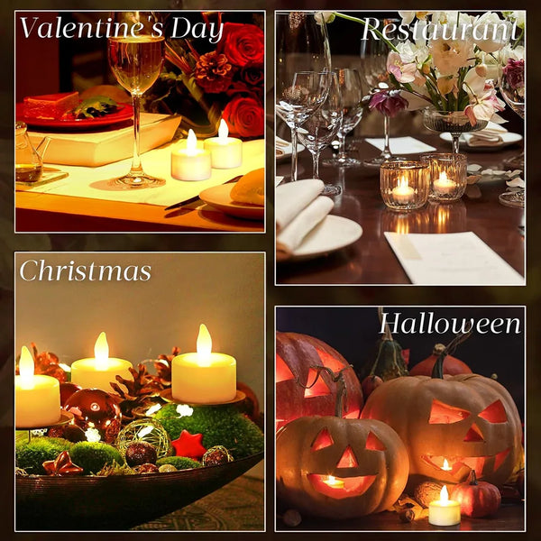 Set of 12 Flameless Floating Candles Battery Operated Tea Lights Tealight Candle - Decorative, Wedding., Diwali( Diya , Divo , Diva , Deepak , Jyoti ,) - Justgrabit Inc.