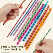 Aluminium Multicolor Knitting Needles, Crochet Kit (12 Pcs Set) - justgrabit.in | Just Grab It
