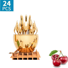 Premium Cutlery Set 24 Pcs with Oval Shaped Stand | Beautiful Stylish Oval Designed Cutlery Sets, Egg - Shaped Luxury Spoon Holder Set  (Golden / 24 pcs set) - Justgrabit Inc.