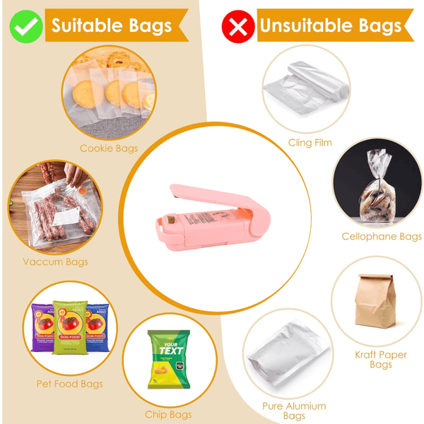 Mini Plastic Bag Sealer – Portable Heat Sealing Machine (Battery Operated / 1 Pc) - justgrabit.in | Just Grab It