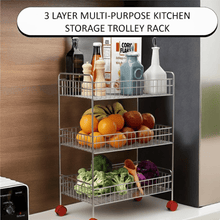 3 - Tier Stainless Steel Kitchen Trolley - justgrabit.in | Just Grab It