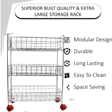 3 - Tier Stainless Steel Kitchen Trolley - justgrabit.in | Just Grab It