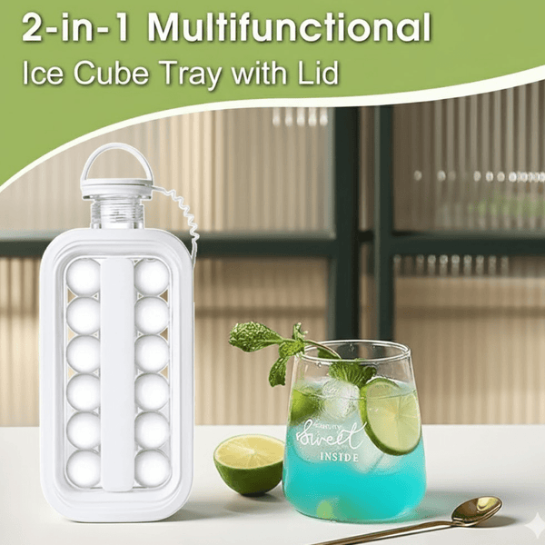 Foldable Ice Tray with Lid, 2 - in - 1 Ice Ball Maker - justgrabit.in | Just Grab It