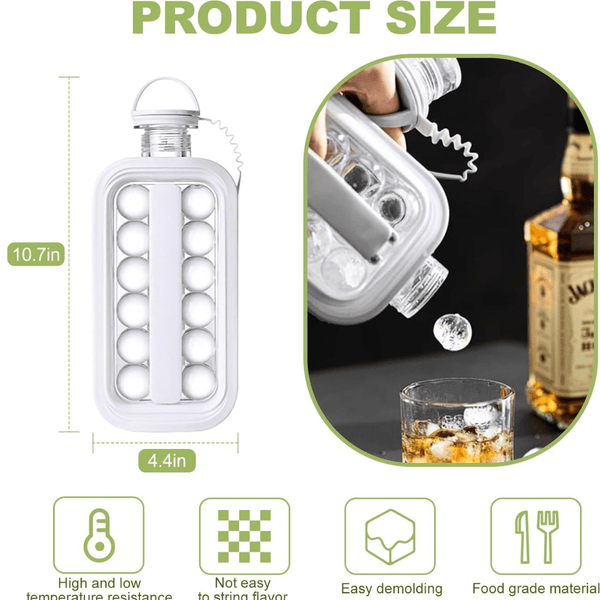 Foldable Ice Tray with Lid, 2 - in - 1 Ice Ball Maker - justgrabit.in | Just Grab It