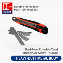 Heavy Duty 18mm Cutter Knife Set with Extra Blades for Office & Home - justgrabit.in | Just Grab It