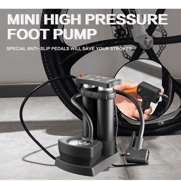 Portable Mini Bike Pump with Gauge - justgrabit.in | Just Grab It