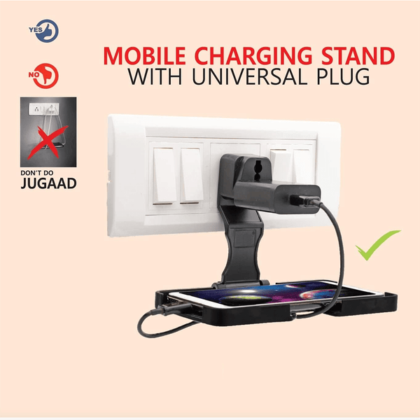 Multi - Purpose Wall Holder Stand for Charging Mobile (Black) - justgrabit.in | Just Grab It