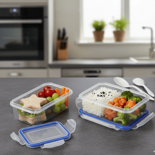 Multipurpose Air Tight 4 Side Lock Food Grade Lunch Box With Small Square Container - justgrabit.in | Just Grab It