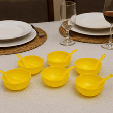 Plastic Soup Bowl & Spoon Set for Kitchen (6 - Pcs) - justgrabit.in | Just Grab It