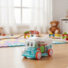 Transparent Musical Mini School Bus Toy for Kids - justgrabit.in | Just Grab It
