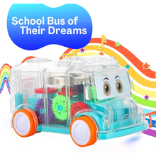 Transparent Musical Mini School Bus Toy for Kids - justgrabit.in | Just Grab It