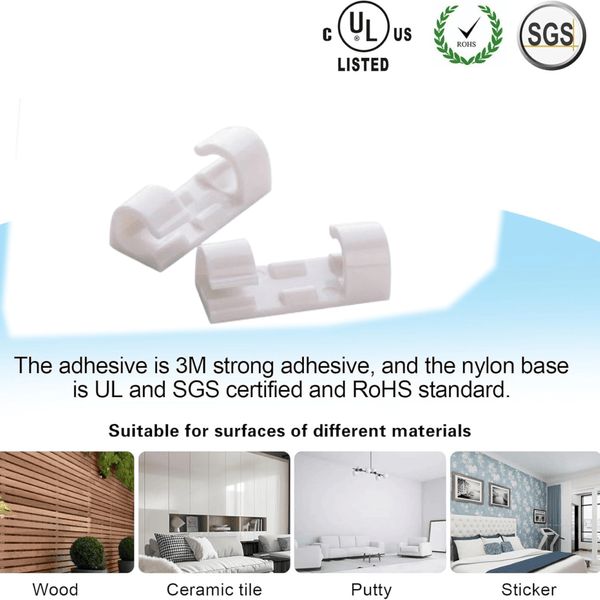 Self - Adhesive Cable Clips – Round Plastic Wire Holder for Cord Management (Pack of 20) - justgrabit.in | Just Grab It
