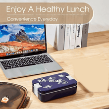 Leak - Proof Airtight Lunch Box with Spoon, 2 Compartments - justgrabit.in | Just Grab It