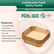 Square Air Fryer Disposable Paper Liner (50 Pcs Set / 160mmx45mm) - justgrabit.in | Just Grab It