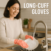Medium Reusable Long - Cuff Household Cleaning Gloves - (1 Pair) - justgrabit.in | Just Grab It