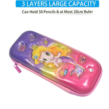 3D Cartoon Zipper Compass Box, Pencil Box (1 Pc / Mix Design) - justgrabit.in | Just Grab It