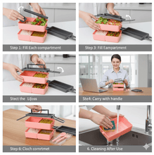 Plastic 2 Layer Leak Proof 3 Compartment Lunch Box for Office (1 Pc) - justgrabit.in | Just Grab It