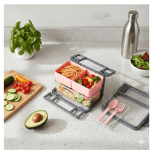 Plastic 2 Layer Leak Proof 3 Compartment Lunch Box for Office (1 Pc) - justgrabit.in | Just Grab It