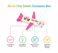 Multi - Functional Airplane - Shaped Compass Box with LED Light and Built - in Sharpener - justgrabit.in | Just Grab It