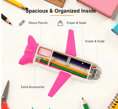 Multi - Functional Airplane - Shaped Compass Box with LED Light and Built - in Sharpener - justgrabit.in | Just Grab It