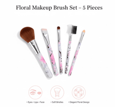Floral Makeup Brush Set for Eyes, Lips, and Face (5 Pc) - justgrabit.in | Just Grab It