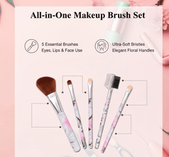 Floral Makeup Brush Set for Eyes, Lips, and Face (5 Pc) - justgrabit.in | Just Grab It