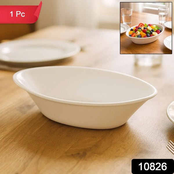 Plastic Marin Serving Bowl – Elegant Oval Deep Bowl (1 Pc / White) - justgrabit.in | Just Grab It