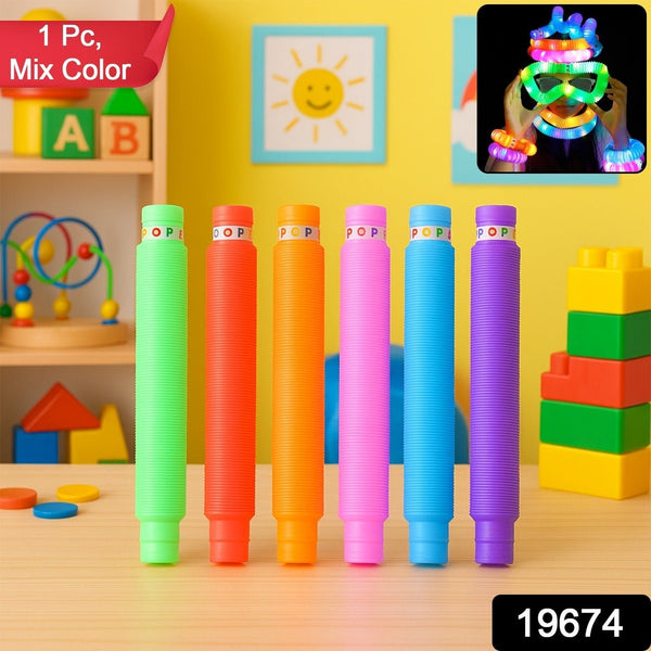 LED Glow Pop Tube Fidget Toy (Mix Color / 1 Pc) - justgrabit.in | Just Grab It