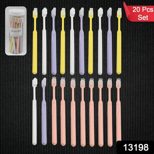Plastic Toothbrush With Plastic Round Box (20 pcs Set) - justgrabit.in | Just Grab It