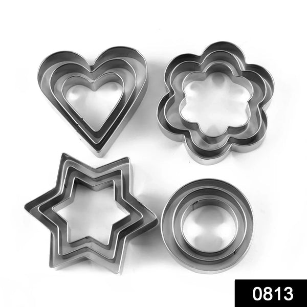 Cookie Cutter Stainless Steel Cookie Cutter with Shape Heart Round Star and Flower (12 Pieces) - Justgrabit Inc.