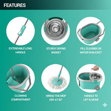 Steel Jari Bucket Mop Set with Microfiber Spin Mop (1 Set) - justgrabit.in | Just Grab It