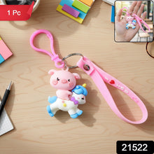 cute pig riding unicorn cartoon keychain (1 pc) - justgrabit.in | Just Grab It